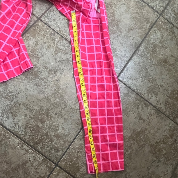 Lucy & Yak Jumpsuit Button Sz XS Sleeveless Flower Geometric Pink Pockets - Picture 14 of 15